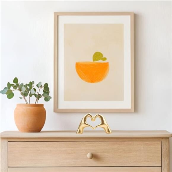 Heart Hands Sculpture Small Gold Home Decor Living Room Bedroom Office Gift - Picture 4 of 8